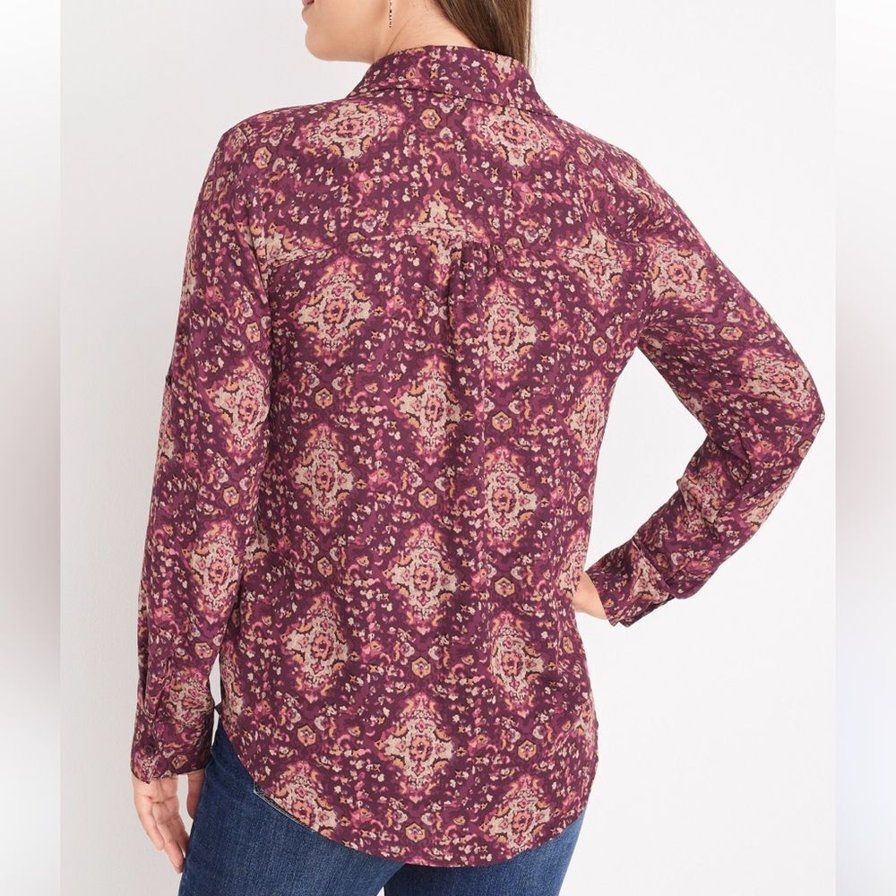 Maurices Burgundy Winona medallion Patterned Button Down Shirt